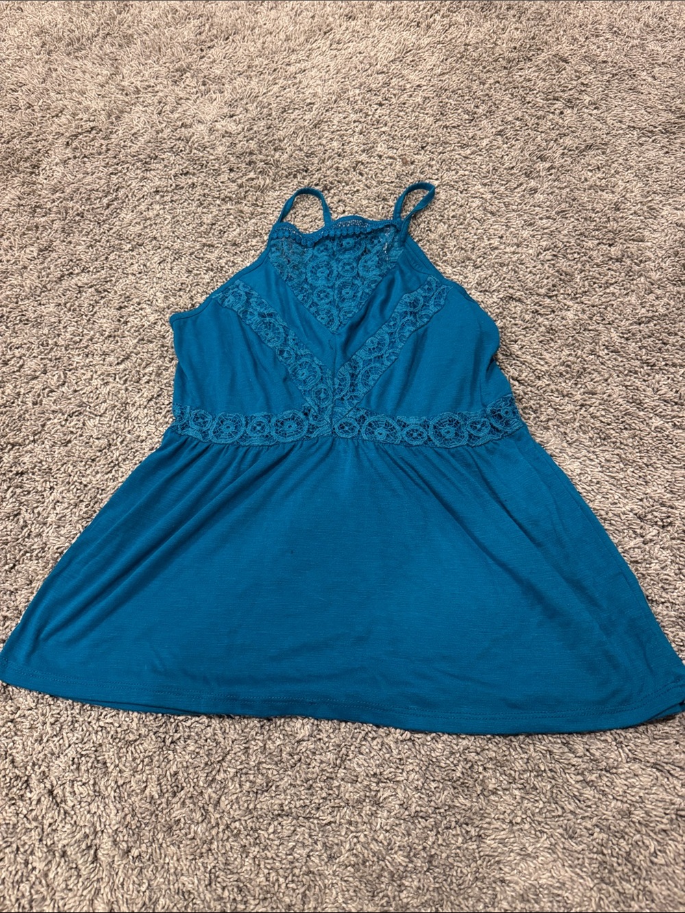 No Boundaries Teal Lace-Trim Halter Cami